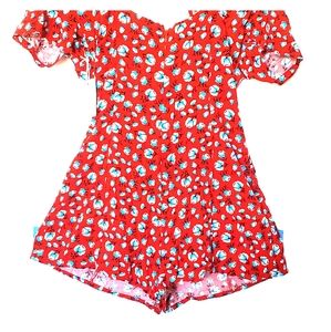 Forever 21 Red Floral Romper